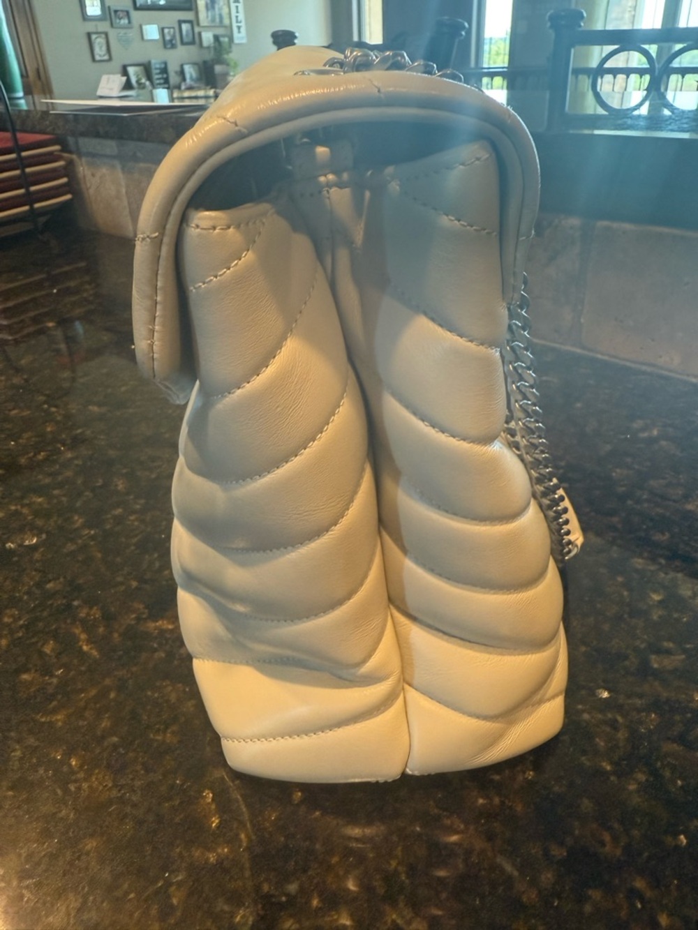 Yves Saint Laurent Cream Quilted LouLou Puffer Chevron Quilted Shoulder bag - Picture 5 of 13